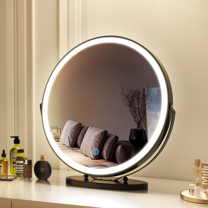 Everly Quinn Erkki Round LED Metal Dresser Mirror & Reviews Wayfair